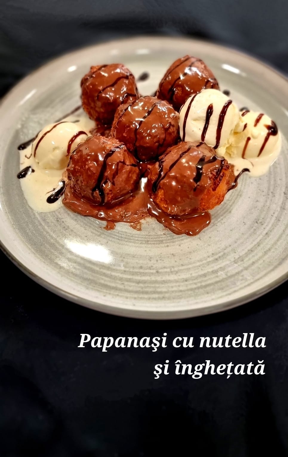 Papanasi cu nutella si inghetata