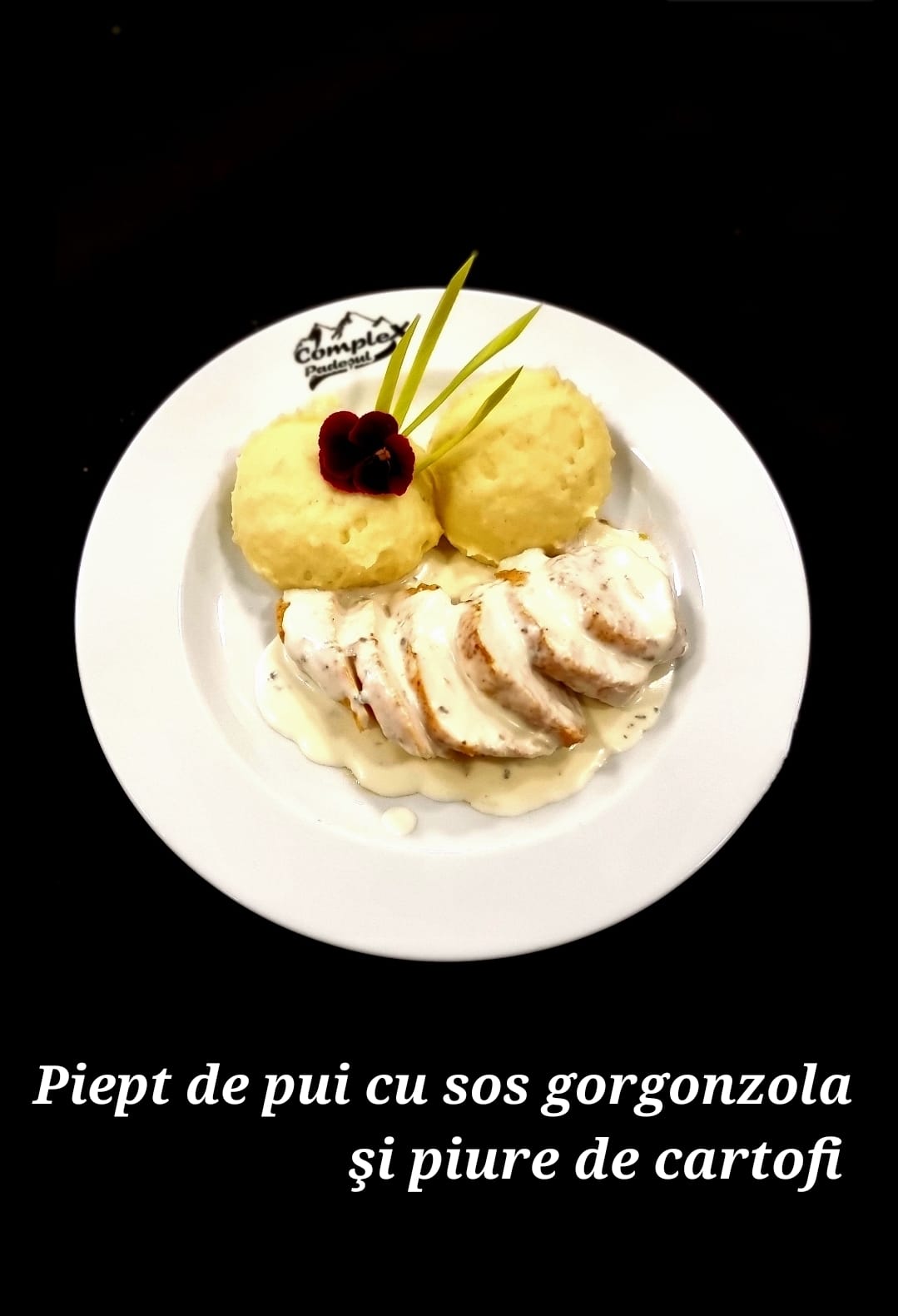 Piept de pui cu sos gorgonzola si piure de cartofi